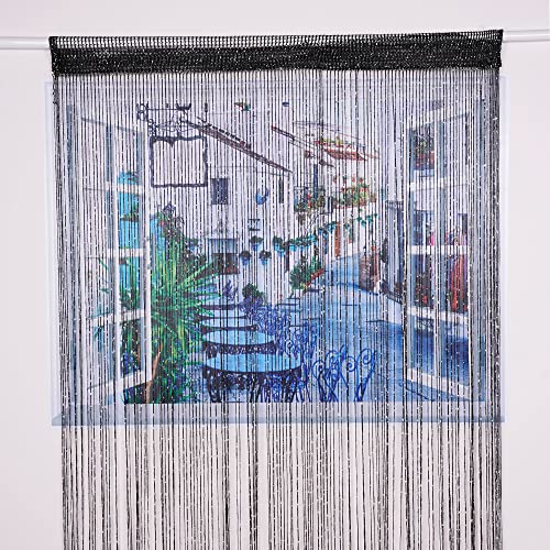 Vagasi 2 Pack Beaded Curtain 39 x 79 Inch String Curtains for Doorways Room Divider Curtains Boho Hippie Room Decor Closet Curtains Hanging for Hallway, Party, Black Vagasi
