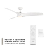 Zephyr Smart Indoor and Outdoor 3-Blade Ceiling Fan 52in Matte White with Adjustable CCT 2700K-3000K-4000K-5000K LED Light Kit and Remote Control works with Alexa, and iOS or Android App Modern Forms