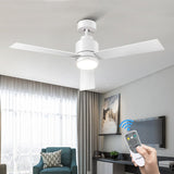 48 Inch Ceiling Fans with Lights Remote Control, Matte White Ceiling Fan with DC Motor, Modern Ceiling Fan with 6 Speeds,3 Reversible Blades, Dimmable And Timer for Living Room Dining Room Bedroom POLYECO