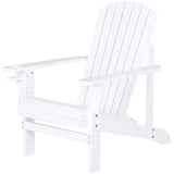 Outsunny Wooden Adirondack Chair, Outdoor Patio Lawn Chair with Cup Holder, Weather Resistant Lawn Furniture, Classic Lounge for Deck, Garden, Backyard, Fire Pit, White Outsunny