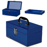 P.I.T. Small Tool Box,Portable Removable Tray Heavy Steel Tool Box with Metal Latch Closure,Blue,Tool Storage, Lockable,Mini Tool Box,Small Tool Case for Household, Warehouse,Tools Storage,Home DIY P.I.T.