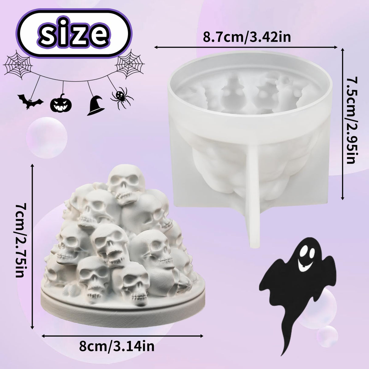 ZQYSING Skull Candle Molds for Candle Making, Halloween Silicone Mold for Epoxy Resin Candles Wax Soap Plaster Cement Concrete Home Party Decorations ZQYSING