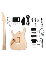 Fistrock DIY Electric Guitar Kit Beginner Kit 6 String Right Handed with Basswood Body Hard Maple Neck Poplar Laminated Fingerboard Black Hardware Build Your Own Guitar JS Series. Fistrock