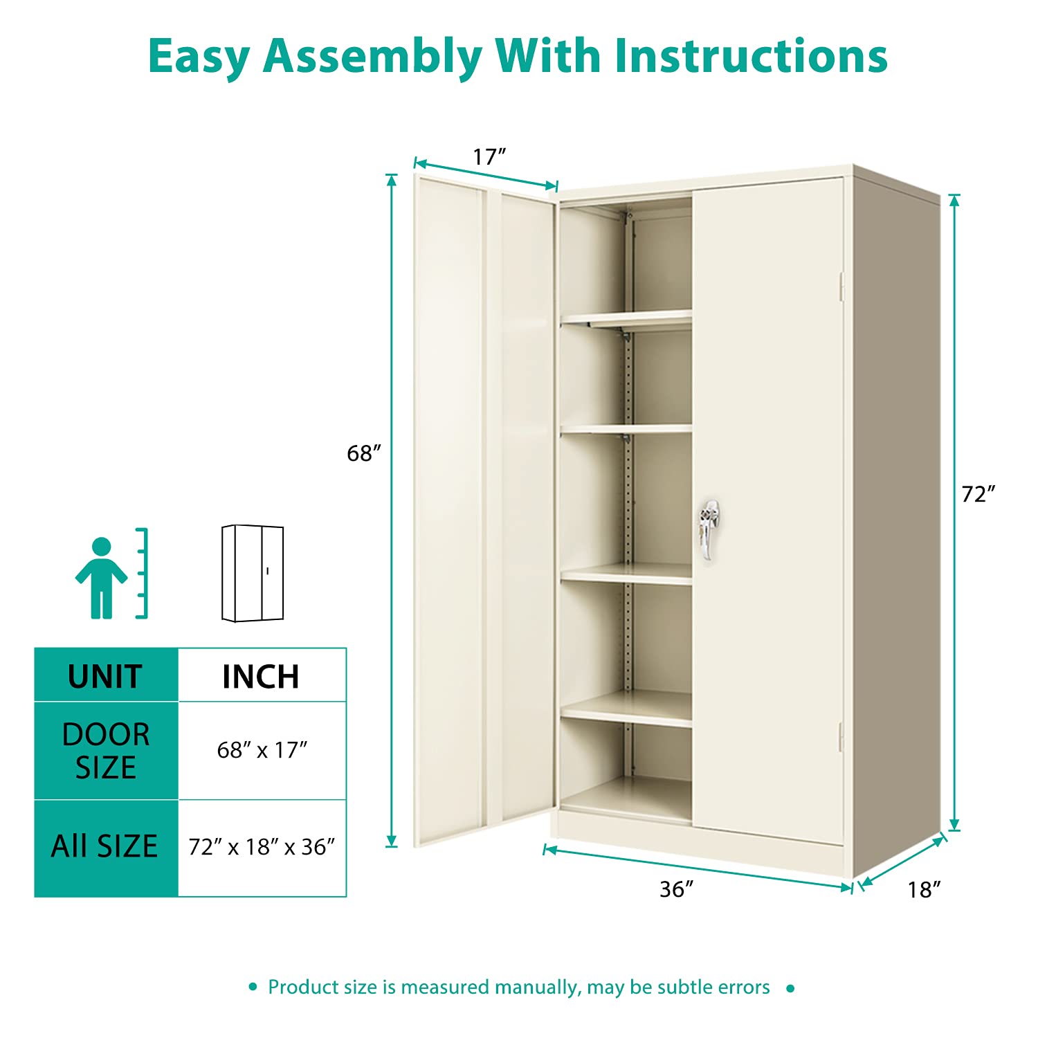 INTERGREAT Tall Metal Storage Cabinet, 72" Locking Steel Cabinet with Door and Shelves, Utility Cabinets for Office, Garage,Home,(Gray) - WoodArtSupply