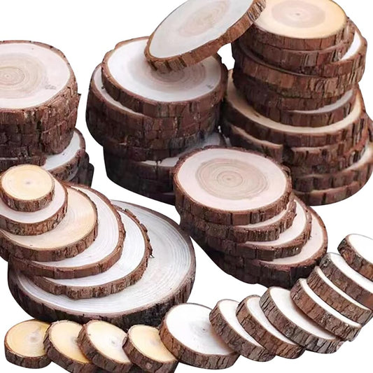 Natural Wood Slices for Centerpieces Wood Rounds Wooden Discs Wood Coasters Wood Circles for Crafts Wooden Coasters Wood Pieces Base Christmas Ornaments DIY with Tree Bark Rustic (1.5-2 inch 10PCS)