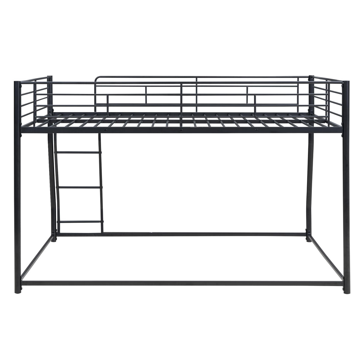Merax Metal Floor Bunk Bed, Full XL Over Queen, Black,82.4''L x 62.4''W x 53.7''H Merax
