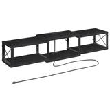 MAHANCRIS Floating TV Stand with Power Outlet, Wall-Mounted Entertainment Console Center with Storage, Floating TV Shelf for Under TV Storage, for Living Room, Bedroom, Black TVHB101E01 MAHANCRIS