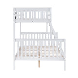 VINGLI Modern White Twin Over Full Bunk Bed with LED Lights and USB Charging Station VINGLI