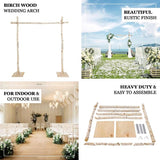 LANAZU 7.4ft Natural Birch Wood Wedding Arch, Square Backdrop Stand, Photography Stand, Rustic Wedding Arbor Decor, Wedding Backdrop, Ceremony Arch LANAZU