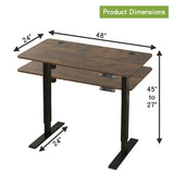 Radlove Electric Standing Desk, 48x24 Inches Height Adjustable Computer Desk Sit Stand Desk Home Office Desks with Splice Board and A Under Desk Cable Management Tray (Rustic Brown, 48 x 24'') Radlove