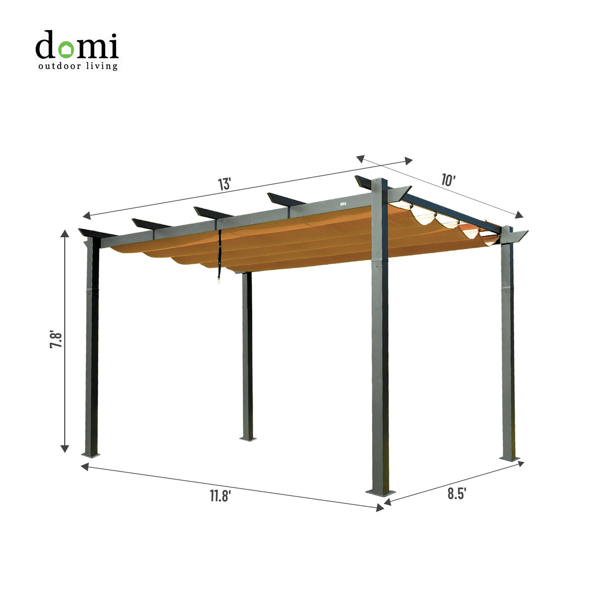 Domi 10' x 13' Outdoor Retractable Pergola, Modern Grape Trellis Pergola with Sun Shade Canopy, Patio Aluminum Shelter for Garden Porch Beach Yard domi outdoor living