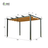 Domi 10' x 13' Outdoor Retractable Pergola, Modern Grape Trellis Pergola with Sun Shade Canopy, Patio Aluminum Shelter for Garden Porch Beach Yard domi outdoor living