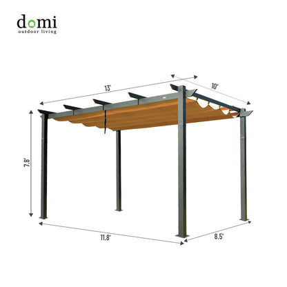 Domi 10' x 13' Outdoor Retractable Pergola, Modern Grape Trellis Pergola with Sun Shade Canopy, Patio Aluminum Shelter for Garden Porch Beach Yard