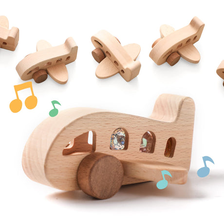 ibwaae Wooden Airplane Toys, Air Transport Vehicles Play Set, Wooden Pull Games, STEM Learning Gift Montessori Toy for Baby Toddler Boys Girls ibwaae