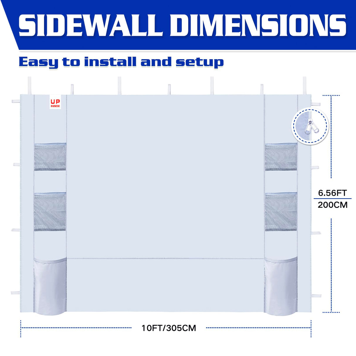FANPAT Instant Canopy Tent SideWalls with 6 Pockets for 10x10 FT Pop Up Canopy, 210D Polyester Waterproof(3PCS Sidewall Only, Canopy Tent NOT Included) FANPAT
