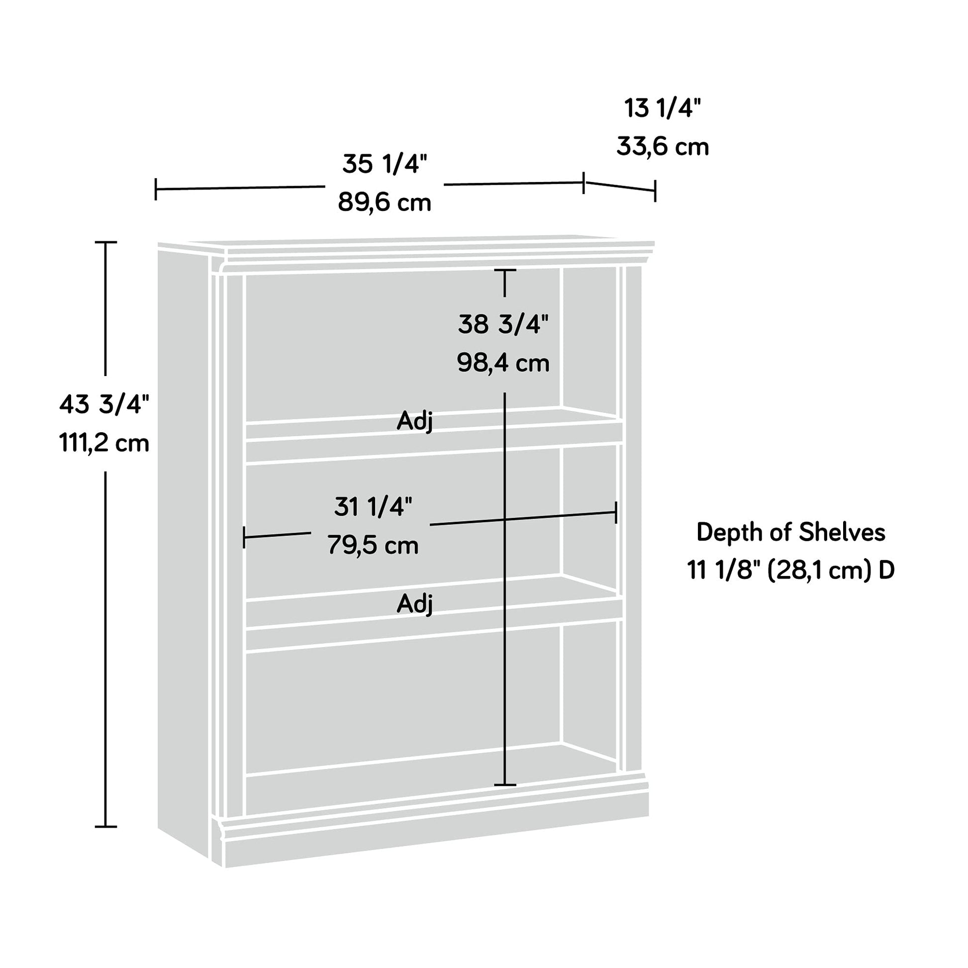 Sauder Miscellaneous Storage 3-Shelf Bookcase/ Book shelf, Oiled Oak finish - WoodArtSupply