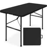 Best Choice Products 4ft Plastic Folding Table, Indoor Outdoor Heavy Duty Portable w/Handle, Lock for Picnic, Party, Camping - Black Best Choice Products