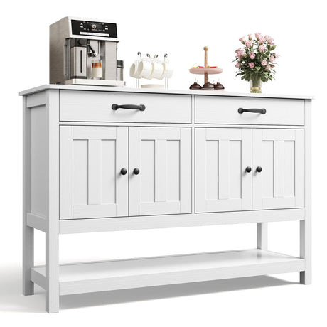 Gizoon 47'' Buffet Sideboard Cabinet with Storage, Modern Farmhouse Coffee Bar with 2 Drawers and Doors, Entryway Table with Shelf for Living Room, Kitchen and Hallway Gizoon