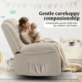 Korser Recliner Chair, Wide Rocker Chair, Rocking Chair with Massage and Heat,360°Swivel Nursery Rocking Chairs, Oversized Recliner for Adults, Cashmere Reclining Sofa for Living Room, Beige Korser