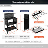 Lumizone 3-Tier Foldable Rolling Tool Cart with Wheels, Utility Cart with Pegboard for Garage Organizer and Tool Storage, Power Tool Storage Cart on Wheels (Tool Cart) lumizone