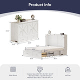 ijuicy Queen Size Murphy Bed with Foldable Foam Mattress, Cube Cabinet Bed with Multifunctional Charging Station & Extra Large Storage Drawers, Space-Saving Hideaway Bed for Guests-Pure White ijuicy