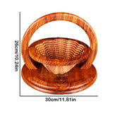 Handmade Wood Carving Fruit Plate -Wooden Fruit Basket, Creative Foldable Fruit Basket, Divided Snack Serving Tray, Collapsible Bread Nuts Baskets, Wooden Container for Candy, Fruit, Nuts Generic