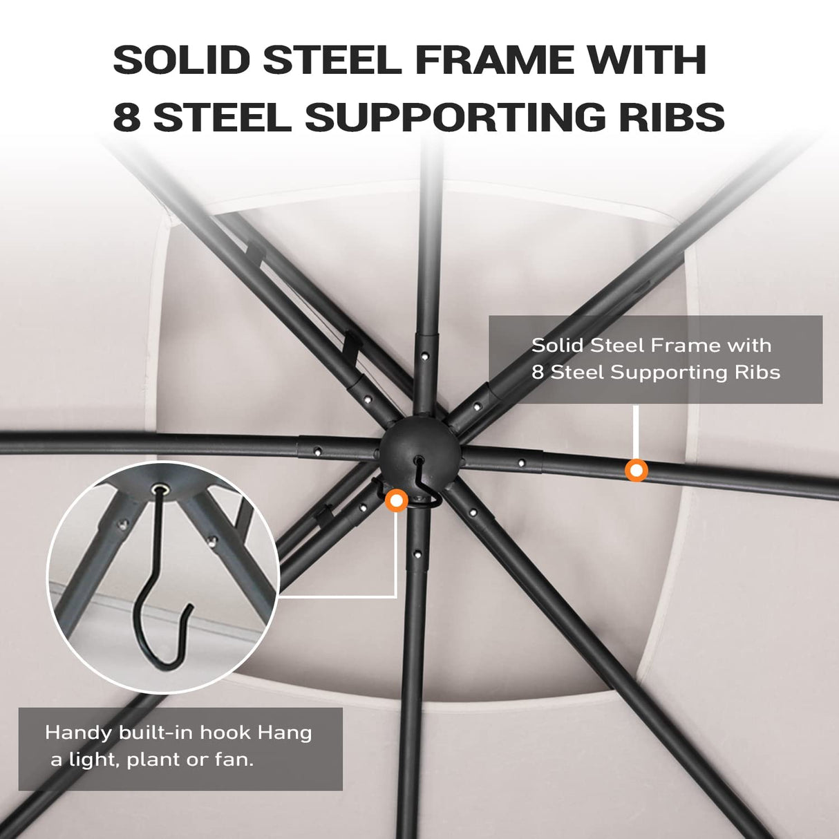 FAB BASED 10x12 Gazebo, Double Vent Canopy Gazebo for Outdoor with Privacy Netting, Easy Setup Patio Pavilion with Steel Frame Strong Legs for Lawn, Backyard, Deck (Ash Grey) FAB BASED