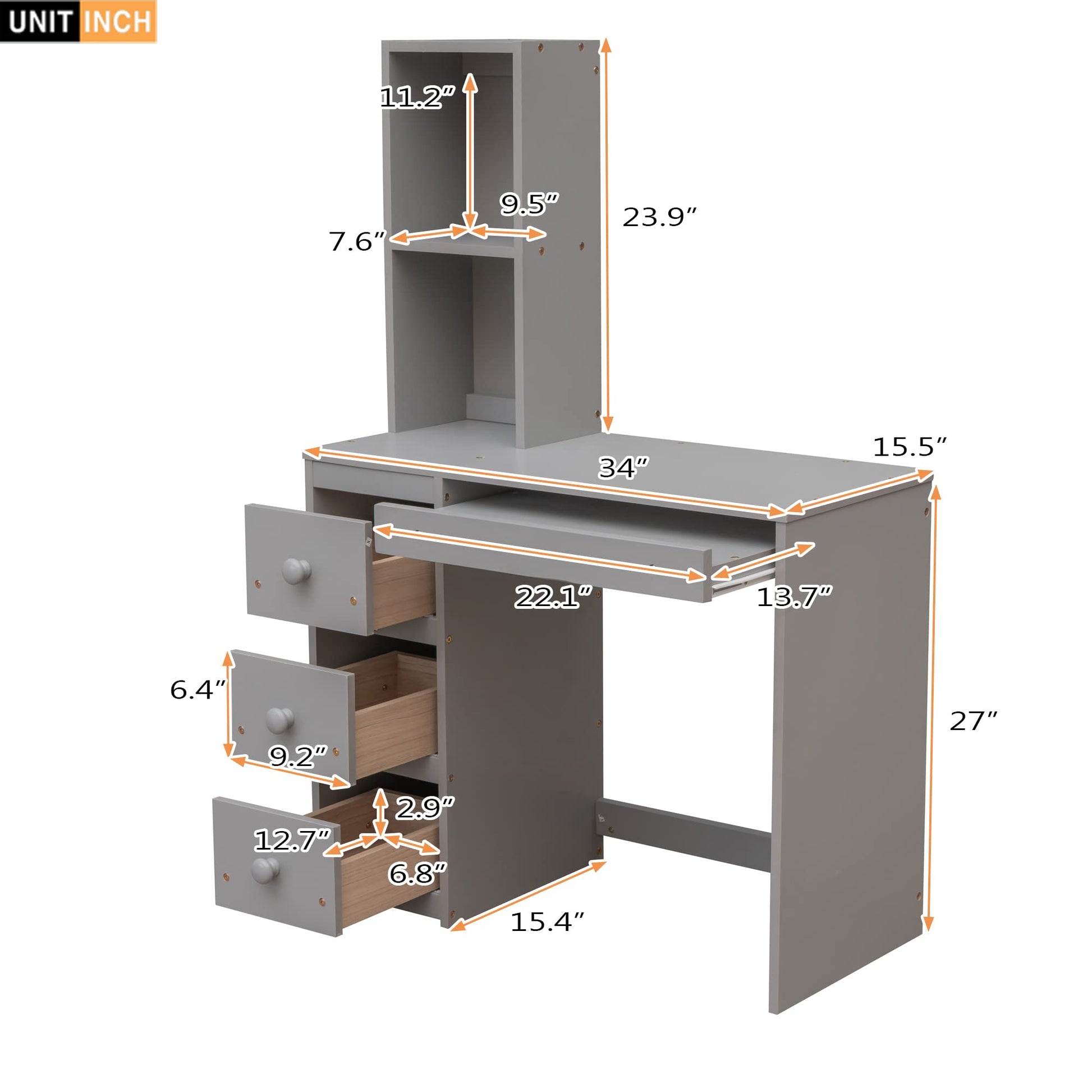 Harper & Bright Designs Twin Loft Bed with Storage Stairs, Desk and Removable Bottom Bed – Grey - WoodArtSupply