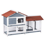 Good Life Two Floors 62" Wooden Outdoor Indoor Roof Waterproof Bunny Hutch Rabbit Cage Guinea Pig Coop PET House for Small to Medium Animals with Stairs and Cleaning Tray PET537 GOOD LIFE USA