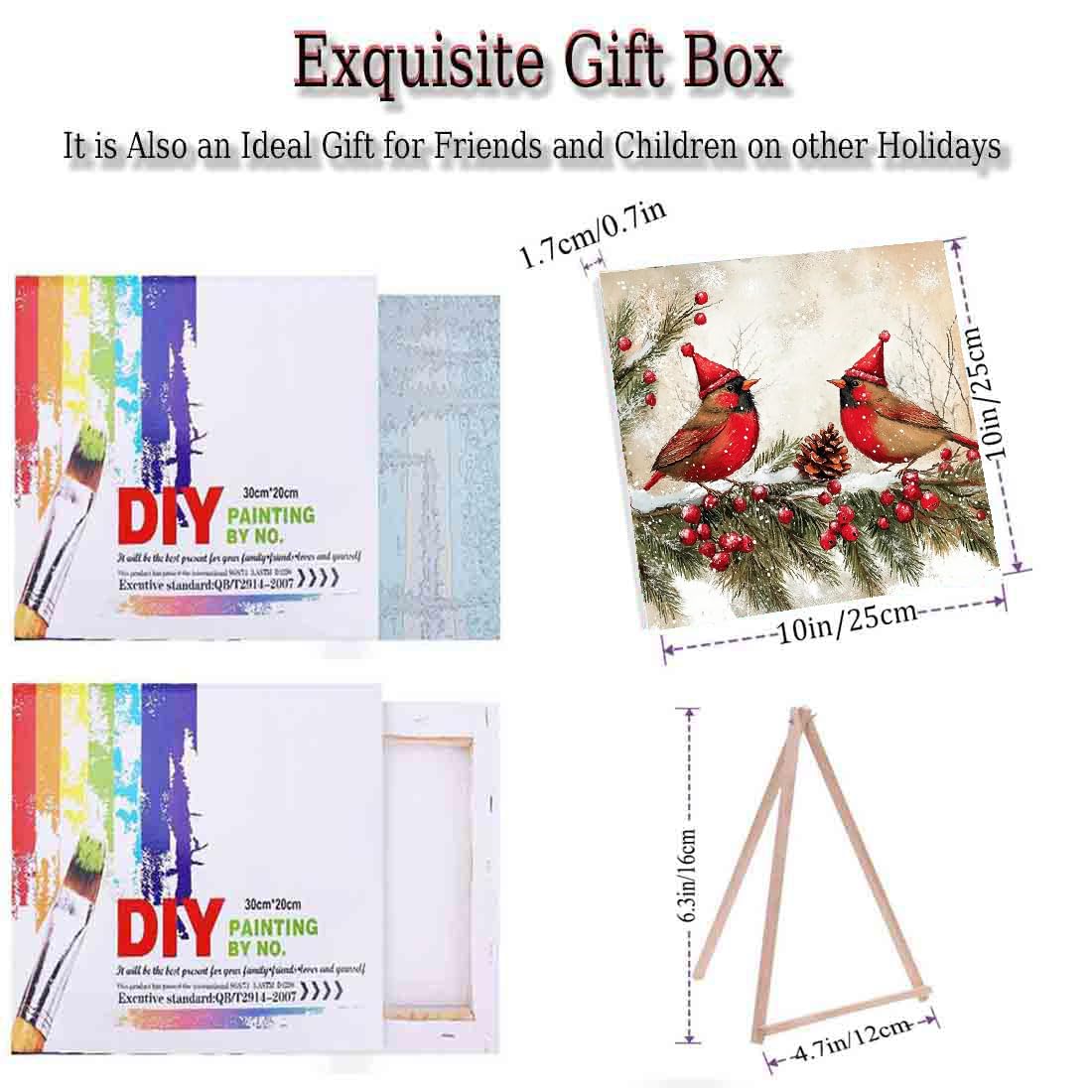 VIGEGU 2 Pack Christmas Paint by Numbers Kit for Adults Beginner with Frame,Cardinal Birds Paint by Number with Wooden Easel DIY Adult Snowman Paint by Number Kits for Home Decor 10x10 in VIGEGU