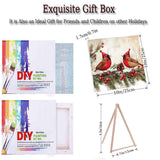 VIGEGU 2 Pack Christmas Paint by Numbers Kit for Adults Beginner with Frame,Cardinal Birds Paint by Number with Wooden Easel DIY Adult Snowman Paint by Number Kits for Home Decor 10x10 in VIGEGU