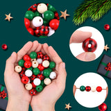 GRACCEE 200pcs Christmas Wooden Beads Xmas Red Buffalo Plaid Polished Craft Natural Round Wood Beads for Christmas Party DIY Indoor Decoration. YUJUN