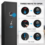 BlackSmith Biometric Gun Safe for Rifles Home Long Gun Safe Quick Access Fingerprint Recognition Pistols Safe Keypad Wall Mount Large Gun Cabinet with Lock Box Pistol Rack Pockets Ammo Storage BlackSmith