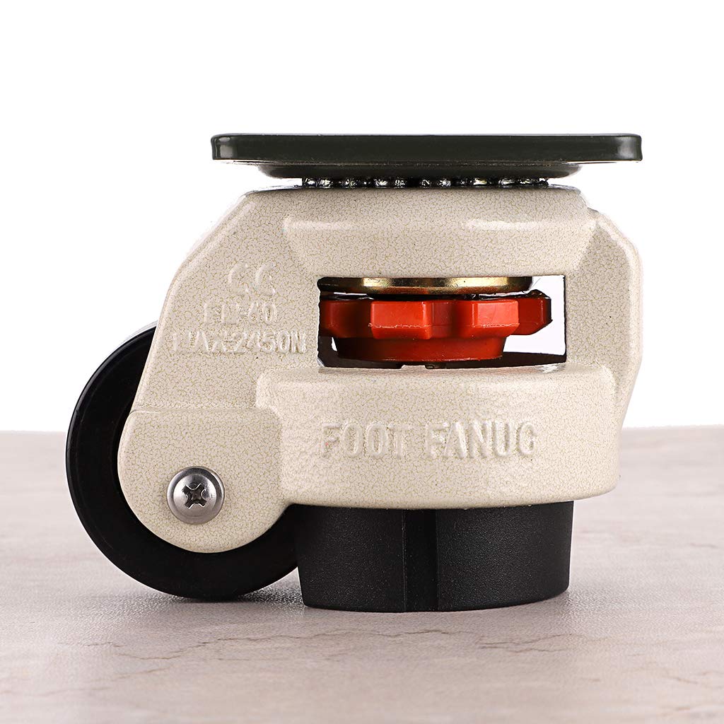 MDLUU Leveling Machine Casters with Rubber Pad, FM-60F Plate Mounted Retractable Workbench Caster, Leveling Feet Wheels, Loading Capacity 551lbs/Per, Pack of 4 MDLUU