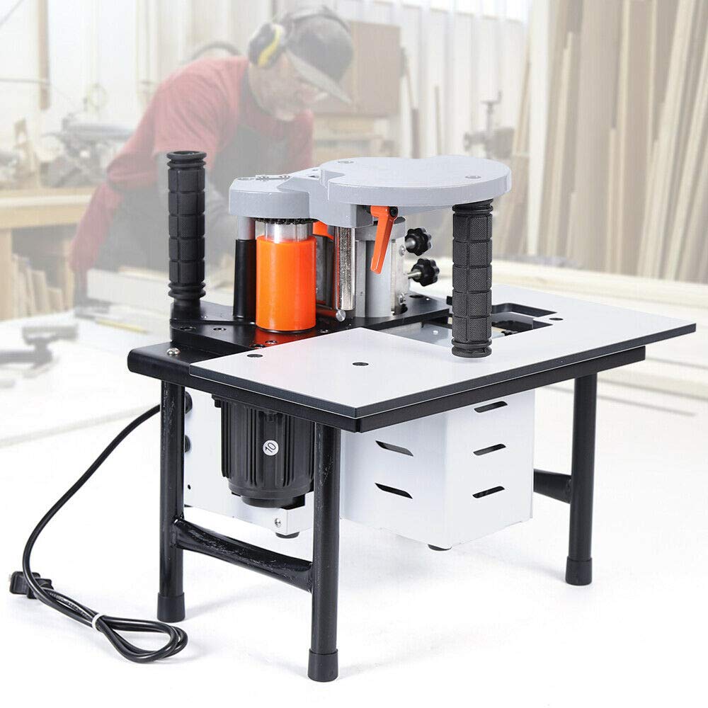 110v Wood Edge Banding Machine, Portable Adjustable Speed Edge Bander Woodworking Gluing Machine 5m/min, Wood Pvc Double Side Gluing Edge Bander - WoodArtSupply