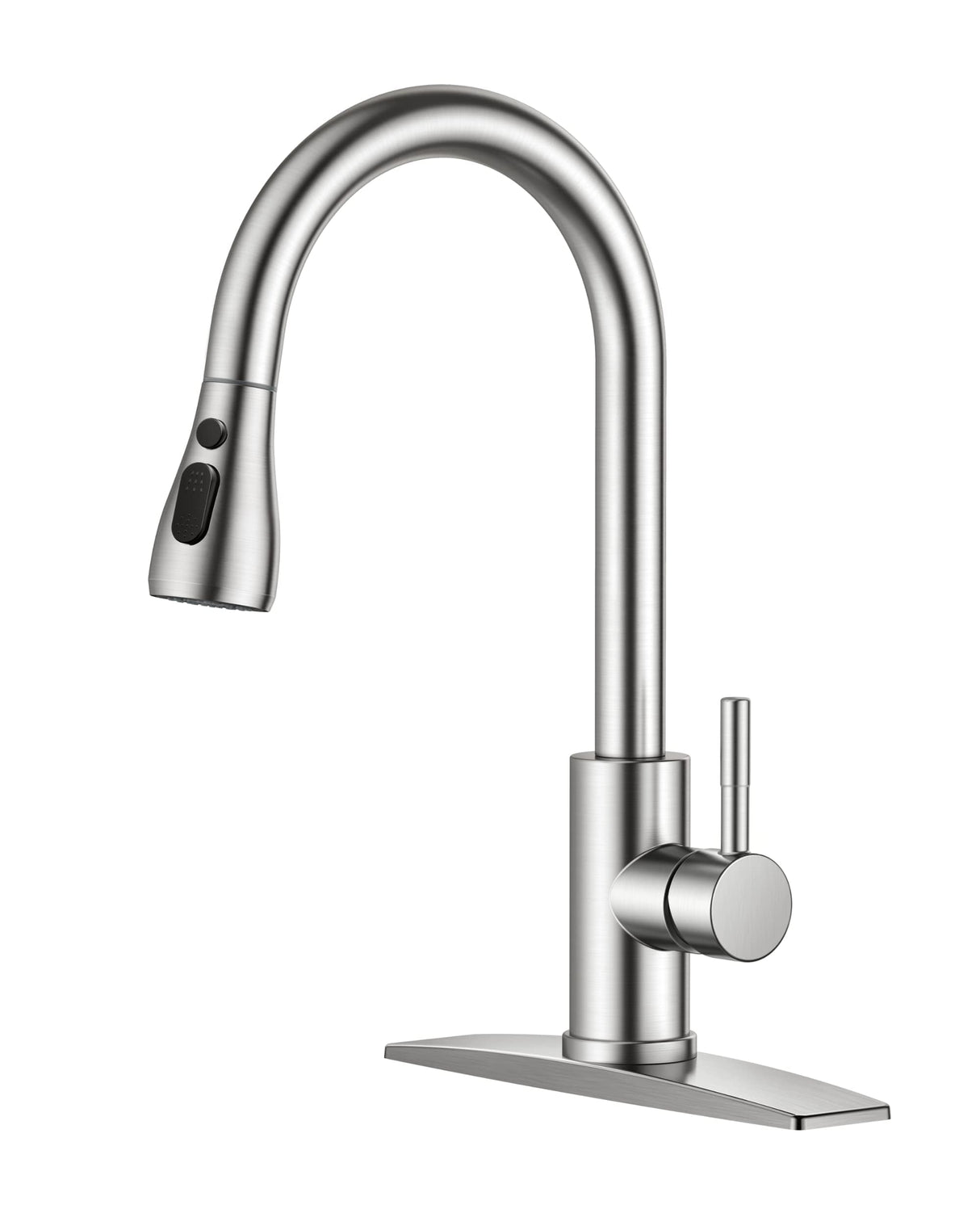 FORIOUS Kitchen Faucets with Pull Down Sprayer, Brushed Nickel, High Arc Single Handle Classic Stainless Steel Sink Faucet 1 or 3 Hole, Suitable for Farmhouse Camper Laundry Rv Bar FORIOUS