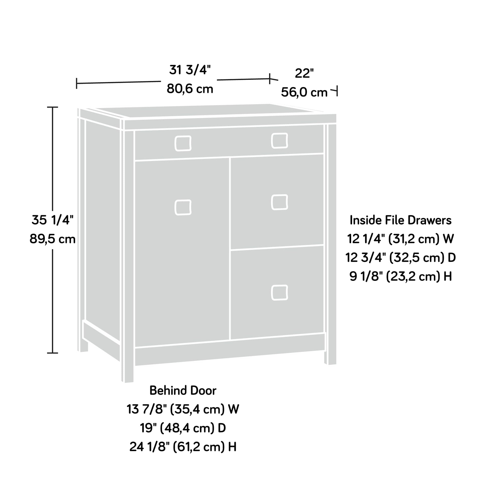 Sauder Cannery Bridge Credenza, L: 31.73" x W: 22.05" x H: 35.24", Sindoori Mango Finish - WoodArtSupply