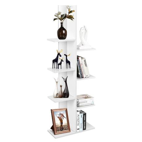 Giantex Tree Bookshelf, 7-Tier Tall Freestanding Wood Bookshelf with Anti-toppling, Modern Multipurpose Display Storage Rack Organizer Corner Shelf for Books, Photos, White Giantex