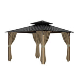 Gazebo Universal Replacement Privacy Curtain, 10'X12' Gazebo Curtains Outdoor Waterproof, 4-Panels Sidewall Curtains with Zipper for Patio, Garden and Backyard (Only Curtains, 10'X12', Brown) Tngan