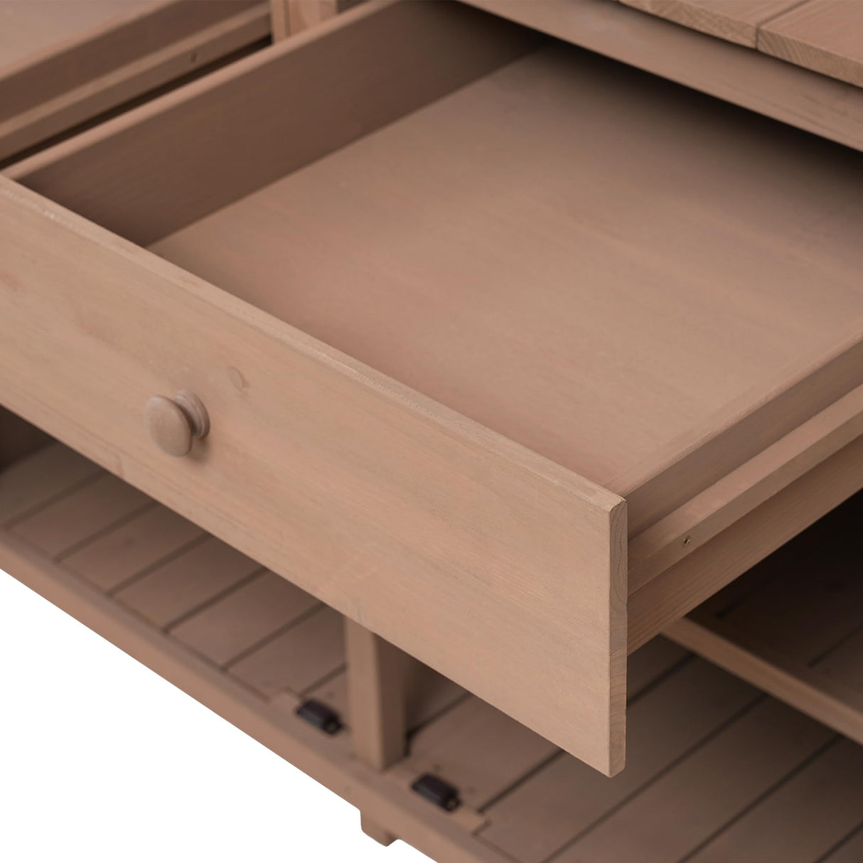 CKLMMC 65inch Outdoor Potting Bench Table, Fir Wood Large Gardening Workstation with Storage Shelf, Drawer and Cabinet for Storage for Backyard, Mudroom (Brown/Fir Wood2) CKLMMC