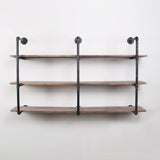 Industrial Pipe Shelving Wall Mounted,63in Rustic Metal Floating Shelves,Steampunk Real Wood Book Shelves,Wall Shelf Unit Bookshelf Hanging Wall Shelves,Farmhouse Kitchen Bar Shelving(3 Tier) MBQQ