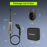 FlowGo Level 2 EV Charger 40A J1772 Connector 9.6KW Electric Car Charger 240V with 14-50 Plug 25 FT Cable 15-40 Amps Adjustable Current Mobile Vehicle Charging Station for All EVs FlowGo
