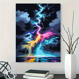 Easy Paint by Numbers Kit for Adults Beginner, Lightning Adult Paint by Number Kits on Canvas, DIY Painting Acrylic Oil for Home Wall Decor 16 x 20 in BYGFHLYW