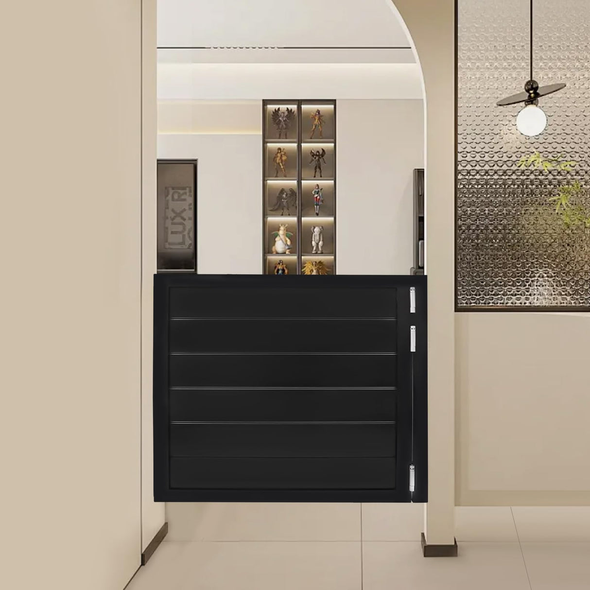 Swinging Doors Cafe Doors, Retro Counter Swinging Doors, Indoor Pine Wood Single Door 35.4"x35.4" Parlor Butler Door for Hallway Kitchen Bar Pub Entrance Partition Black (35.4"x35.4") Bulelula