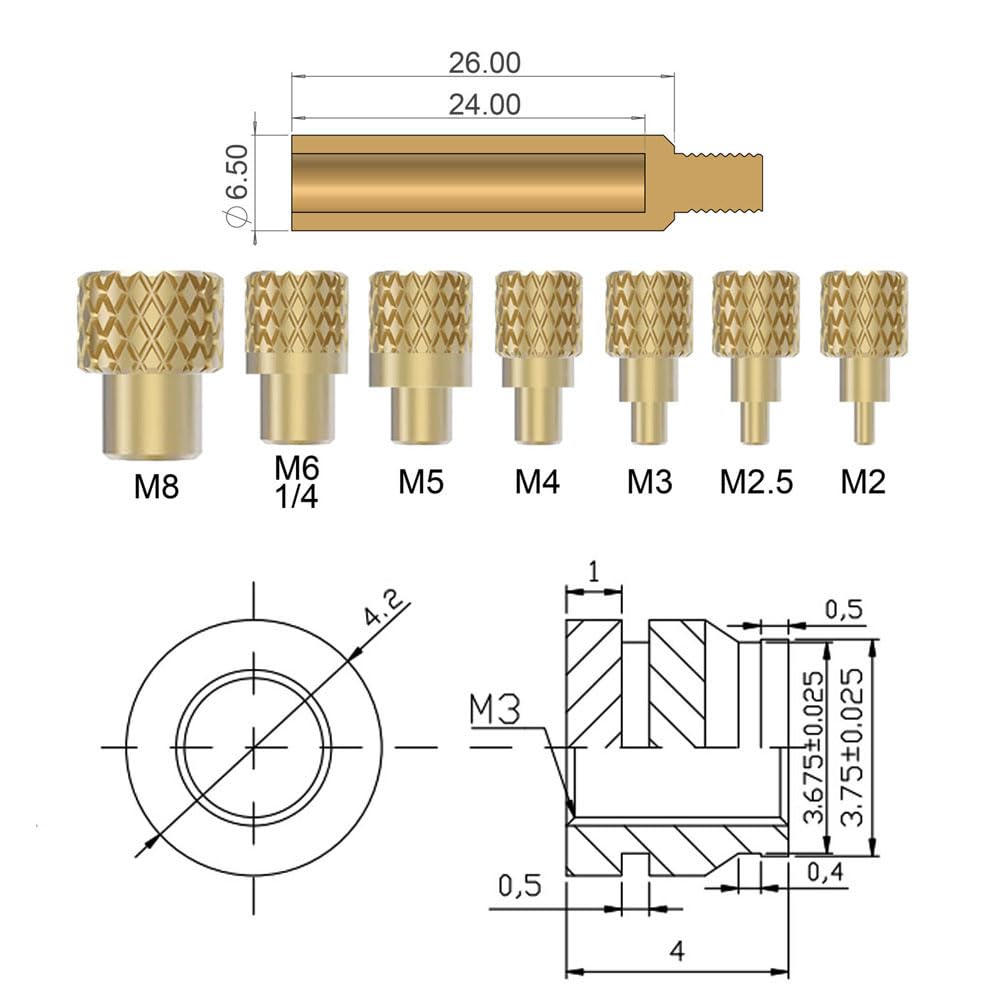 60W Digital Soldering Iron Heat Set Insert Tool with Heat Set Insert Tips and 100 Pcs M3x4x4.2 Threaded Inserts … Cxydm