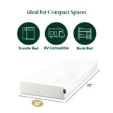 ZINUS 6 Inch Green Tea Memory Foam Mattress, 75”x30" (Slim Fit), Bunk Bed, Trundle Bed, Day Bed, RV Compatible, Medium Firm, Pressure Relief, Fiberglass Free, CertiPUR-US Certified, Mattress in a Box Zinus