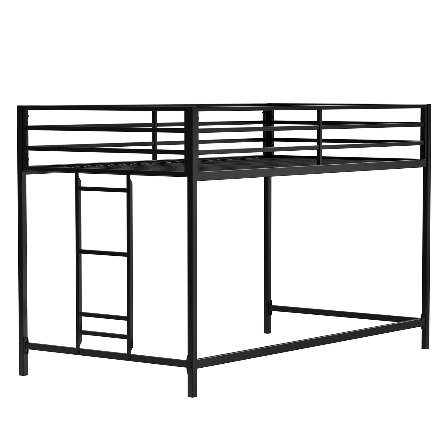 Twin Size Low Loft Bed for Kids,Metal Loft Bed Frame for Boys Girls,Kids Loft Bed Twin Size,Junior Low Loft Bed, Black