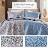 Comfort Spaces Valerie Boho Quilt Set Twin/Twin XL Blue - Soft Reversible Watercolor Medallion Bedding, Lightweight All Season Bedspread for Kids Teens Dorm Guest Room Comfort Spaces
