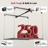 KOKORACKER Overhead Garage Storage Rack, Adjustable Heavy-duty 4x4 Ft Ceiling Storage Racks with Safety Lock, Ideal for Garage Storage Lifting Organization System, 250lbs Capacity KOKORACKER