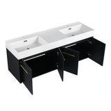 Minheola 60 inch Bathroom Vanity with Sink, Modern Double Sink Bathroom Vanity, Floating Bathroom Vanity with Thick Edged Resin Basin & Soft Close Doors, 60" Wall Mounted Black Bathroom Vanity Cabinet Minheola